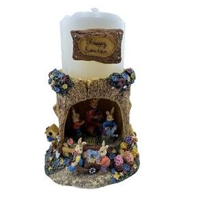 Vintage Pillar Candle Set Easter Scene Bunny ABC Item #41284 - Pre-Owned Spring